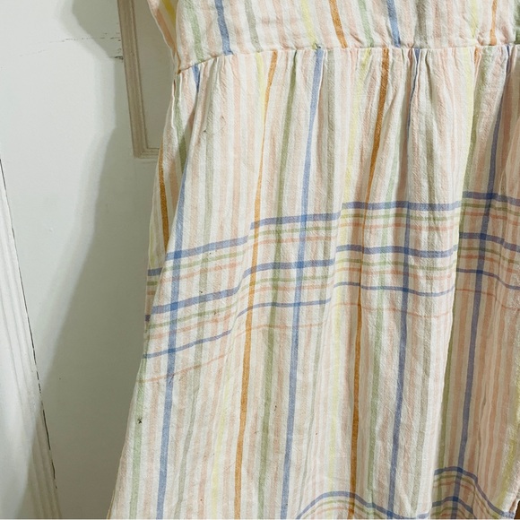 NWT Madewell Linen-Blend Clara Midi Dress in Plaid Pastel - Picture 12 of 12